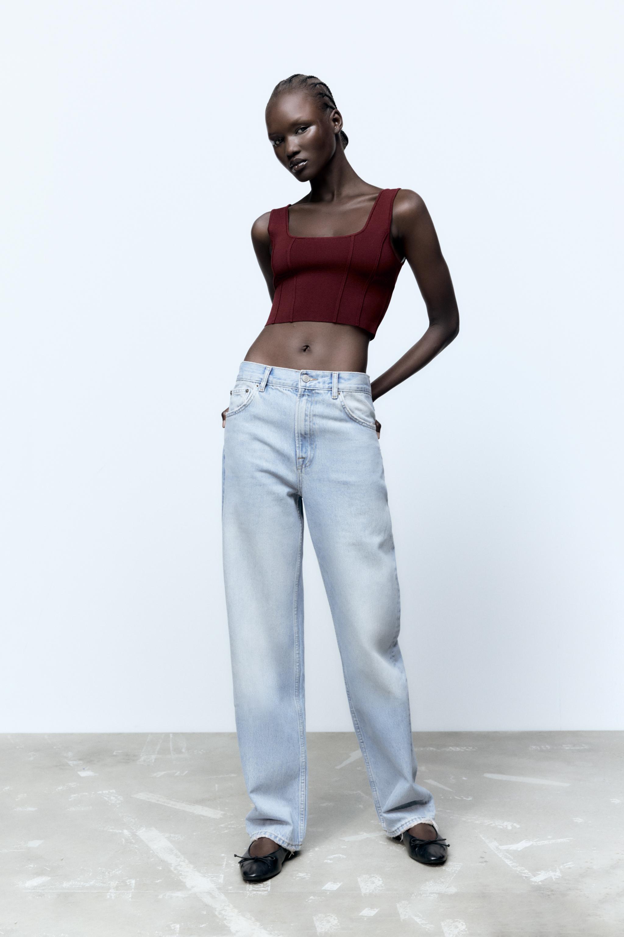 KNIT CROP TOP Burgundy ZARA United Kingdom